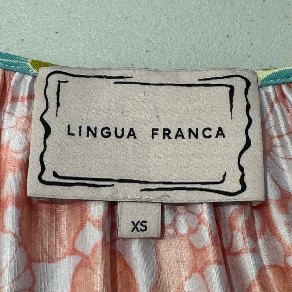 Lingua Franca Women Linen Blend Banquet Floral Drop Waist Dress Size XS - Picture 4 of 7